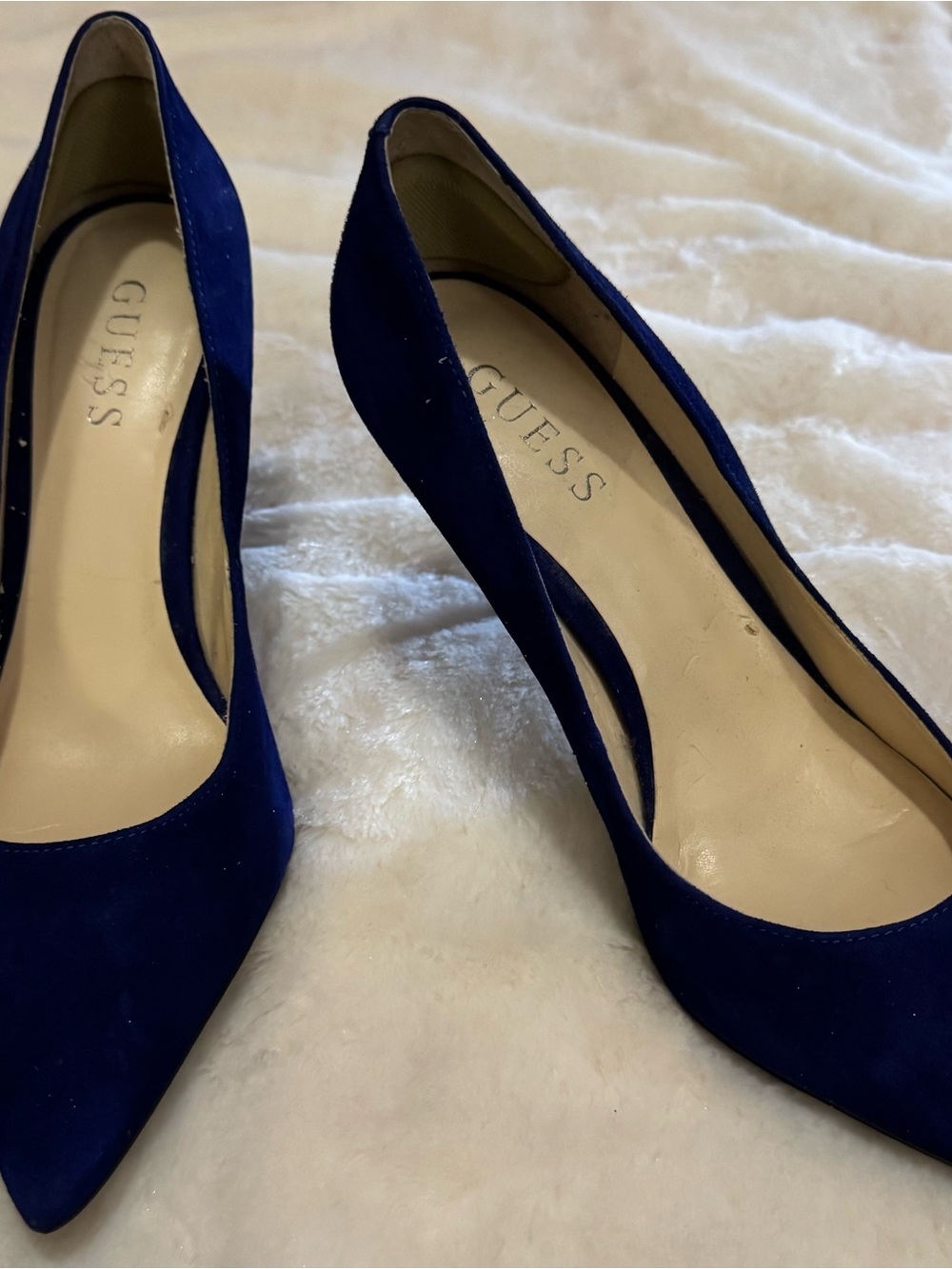 GUESS Royal Blue Suede Pointed-Toe Pumps